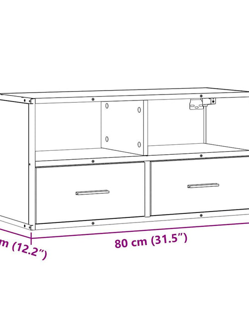Загрузите изображение в средство просмотра галереи, Dulap TV, stejar maro, 80x31x39,5 cm, lemn prelucrat și metal
