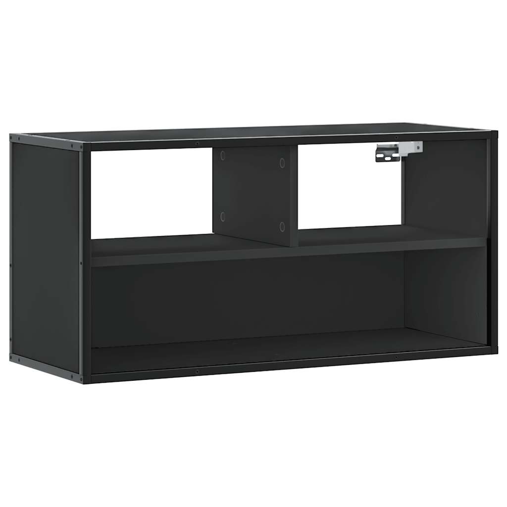 Dulap TV, negru, 80x31x39,5 cm, lemn prelucrat și metal