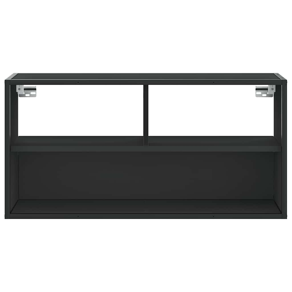 Dulap TV, negru, 80x31x39,5 cm, lemn prelucrat și metal