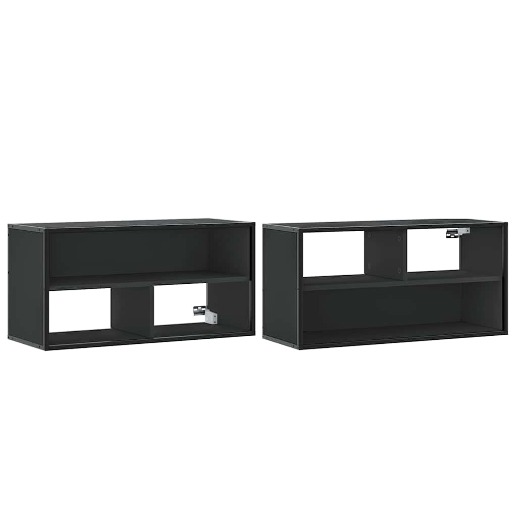 Dulap TV, negru, 80x31x39,5 cm, lemn prelucrat și metal