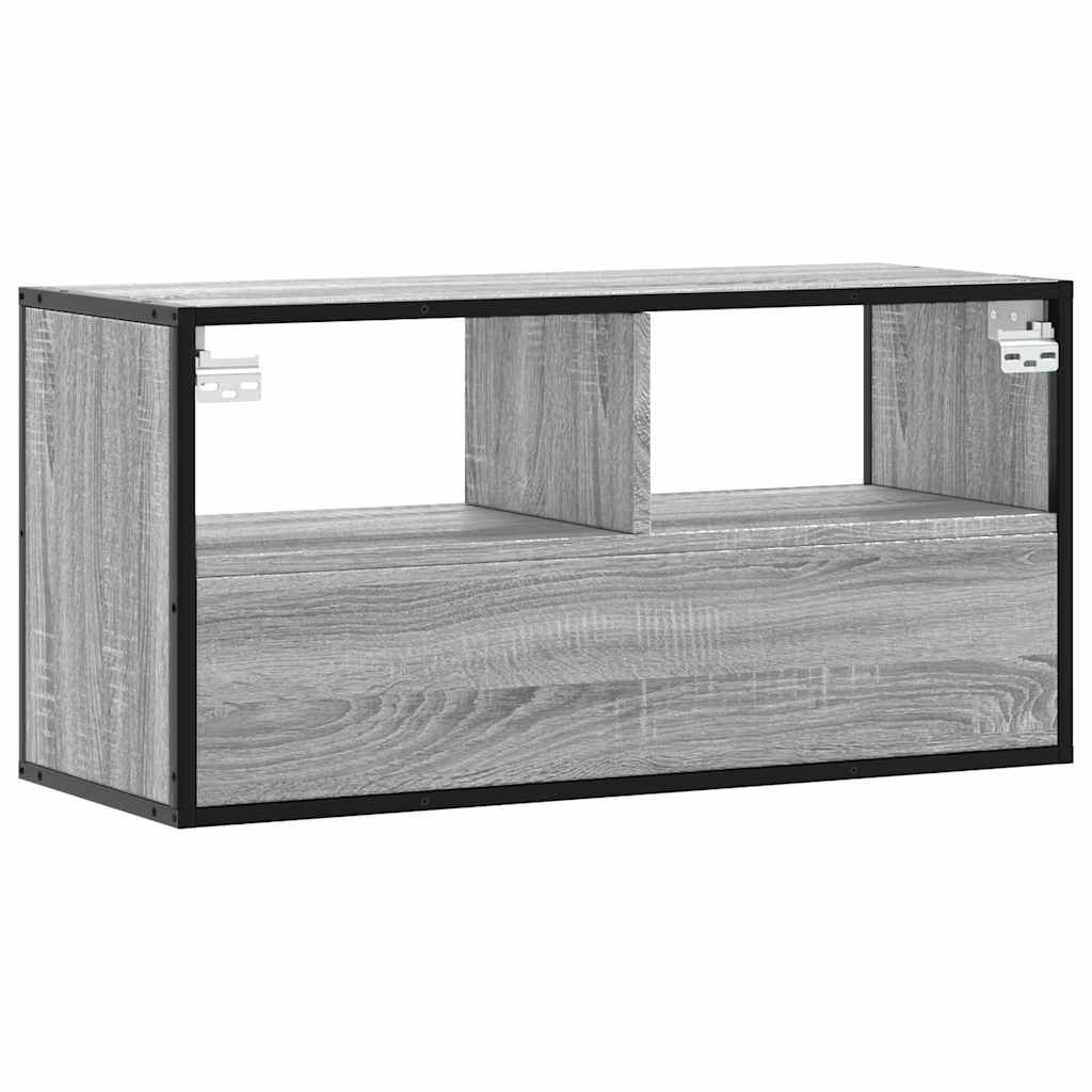 Dulap TV, gri sonoma, 80x31x39,5 cm, lemn prelucrat și metal