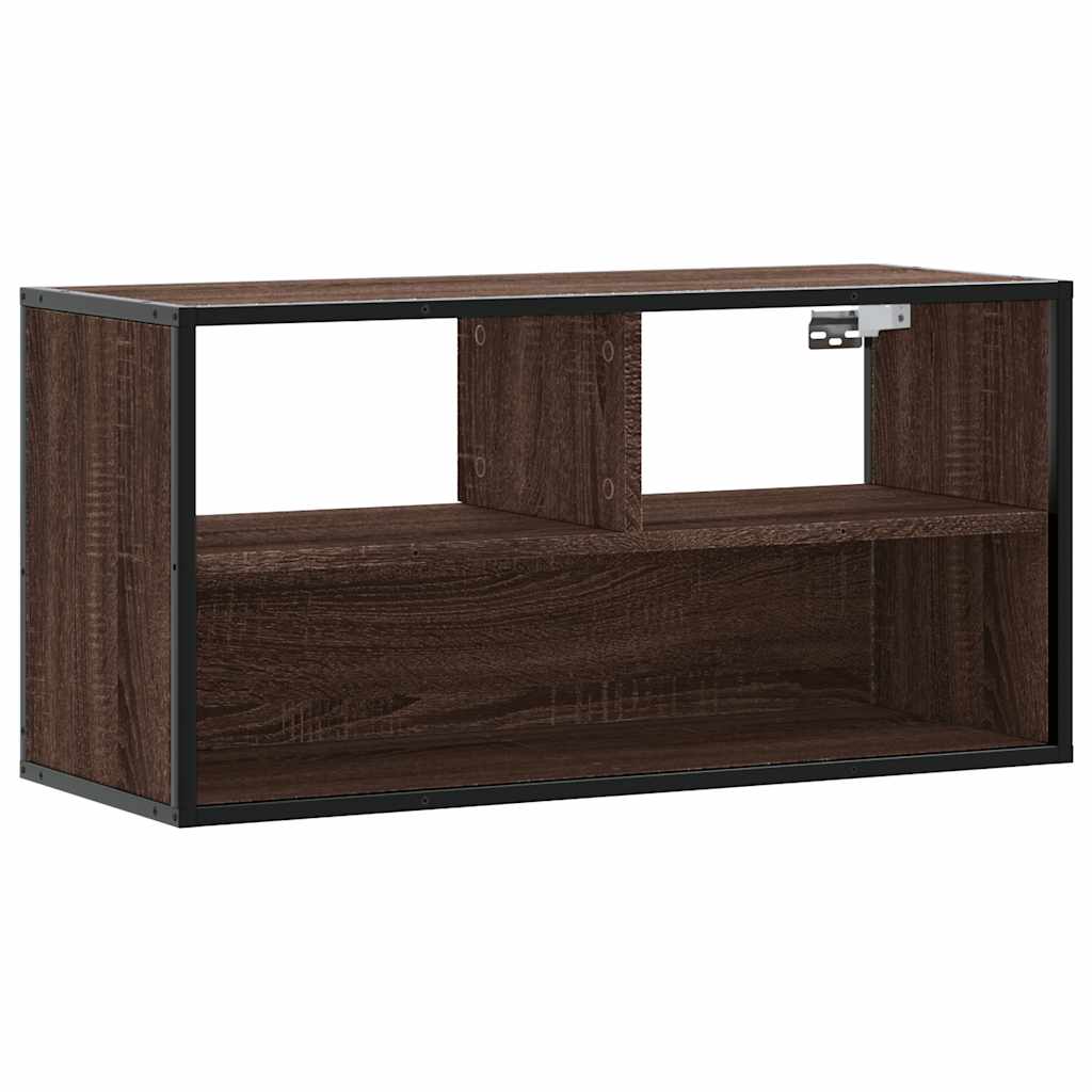 Dulap TV, stejar maro, 80x31x39,5 cm, lemn prelucrat și metal