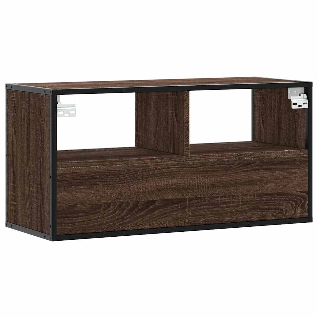 Dulap TV, stejar maro, 80x31x39,5 cm, lemn prelucrat și metal