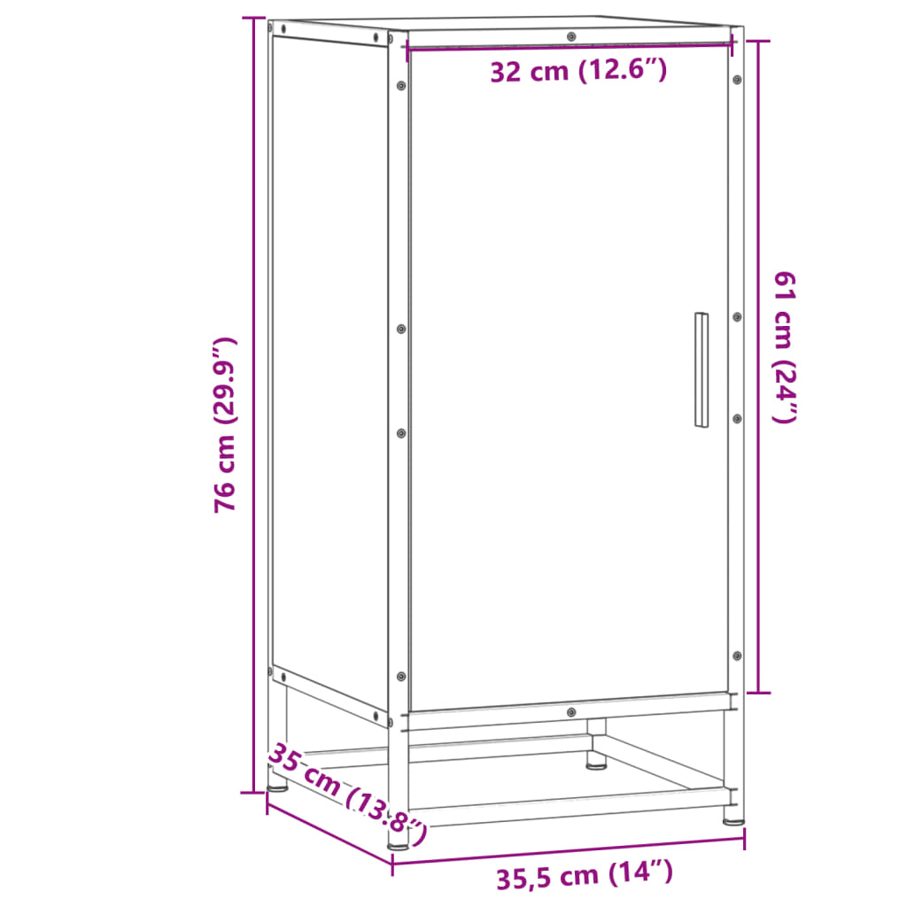 Dulap, stejar sonoma, 35,5x35x76 cm, lemn prelucrat și metal