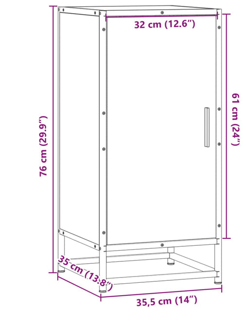 Încărcați imaginea în vizualizatorul Galerie, Dulap, stejar fumuriu, 35,5x35x76 cm, lemn prelucrat și metal
