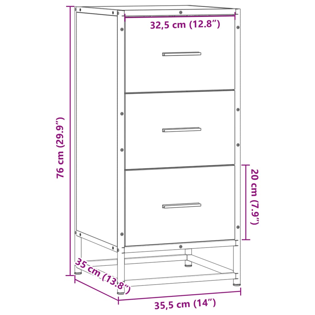 Dulap, stejar sonoma, 35,5x35x76 cm, lemn prelucrat și metal