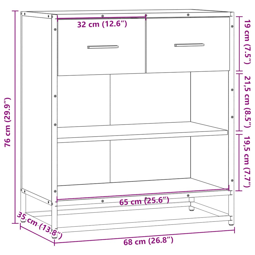 Bufetă Stejar maro 68x35x76 cm Lemn prelucrat