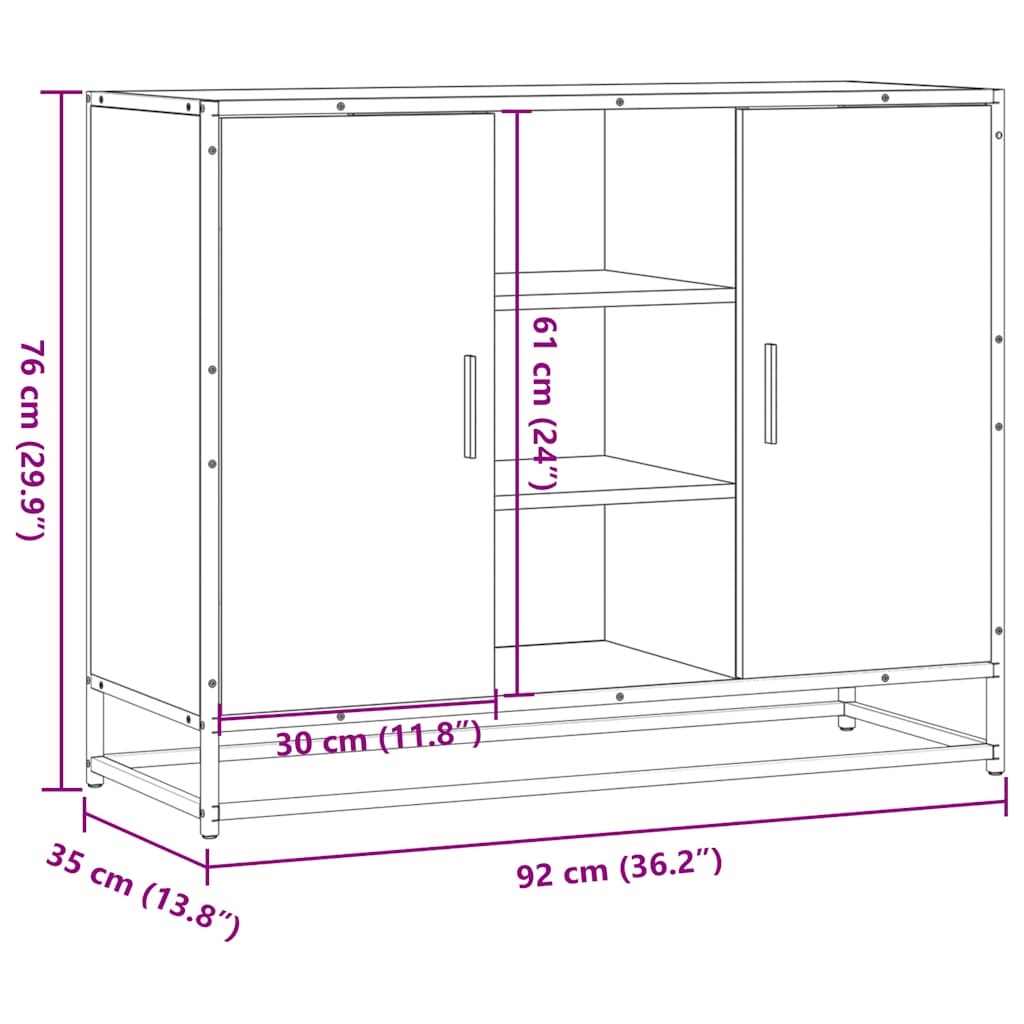 Dulap, gri sonoma, 92x35x76 cm, lemn prelucrat