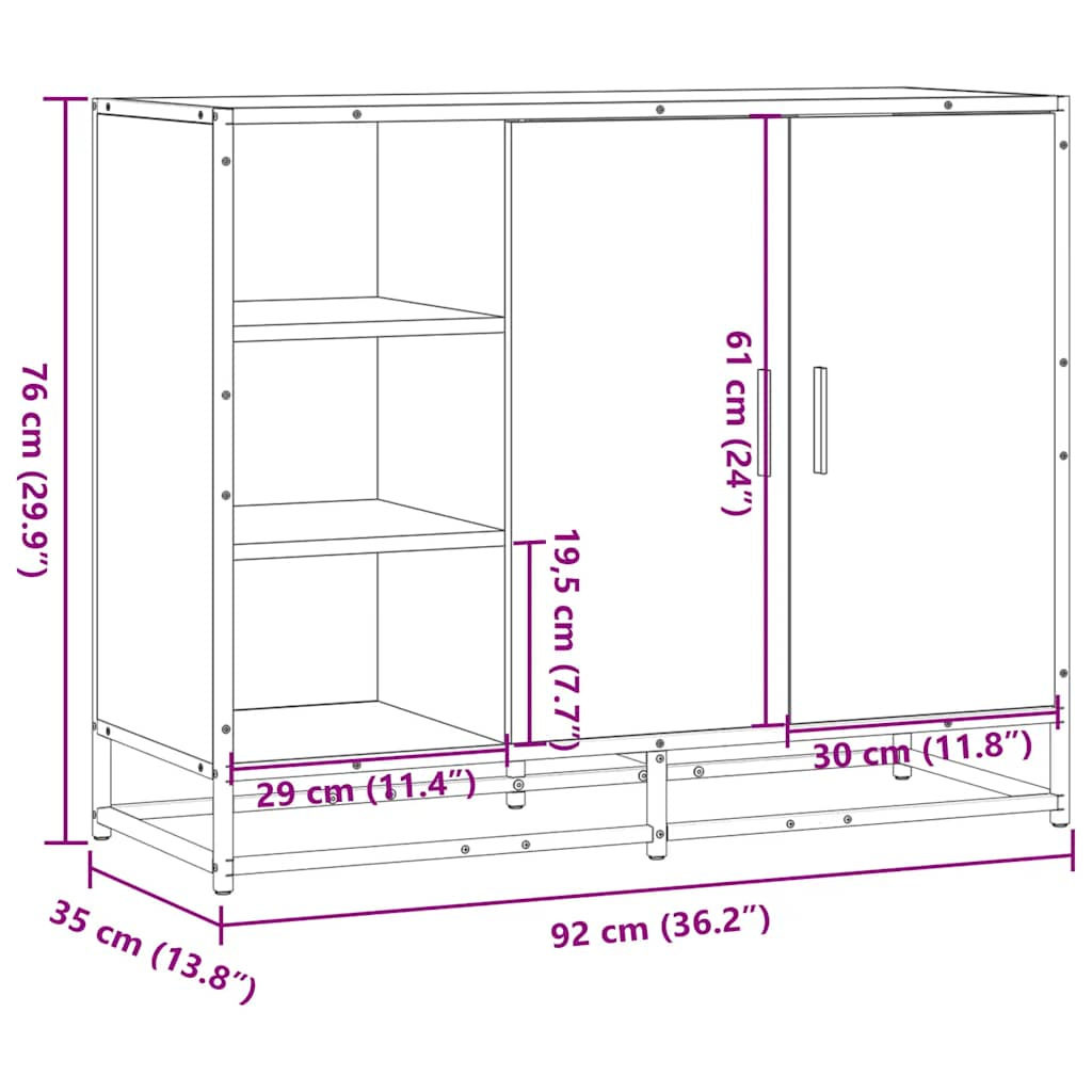 Dulap, gri sonoma, 92x35x76 cm, lemn prelucrat