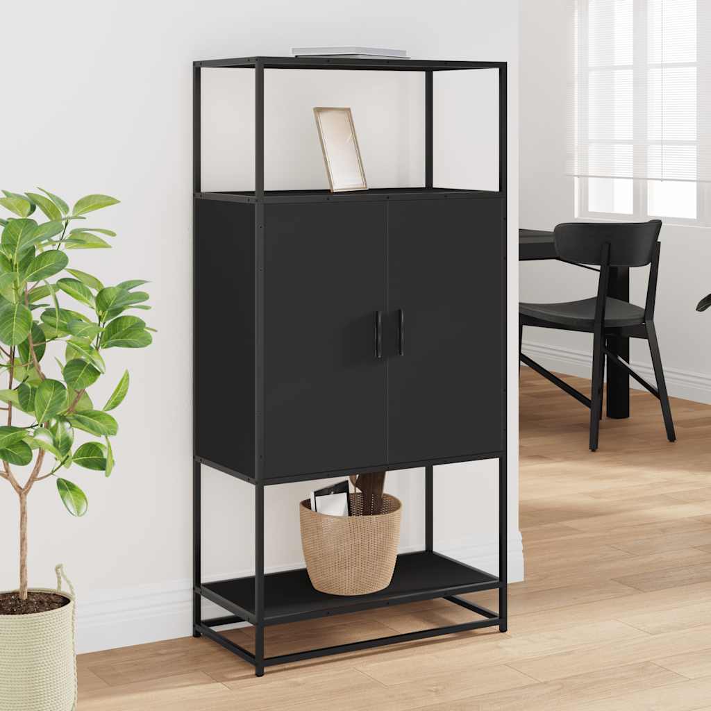 Dulapuru negru 68x35x139 cm lemn și metal prelucrat