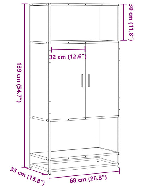 Загрузите изображение в средство просмотра галереи, Dulapuru negru 68x35x139 cm lemn și metal prelucrat
