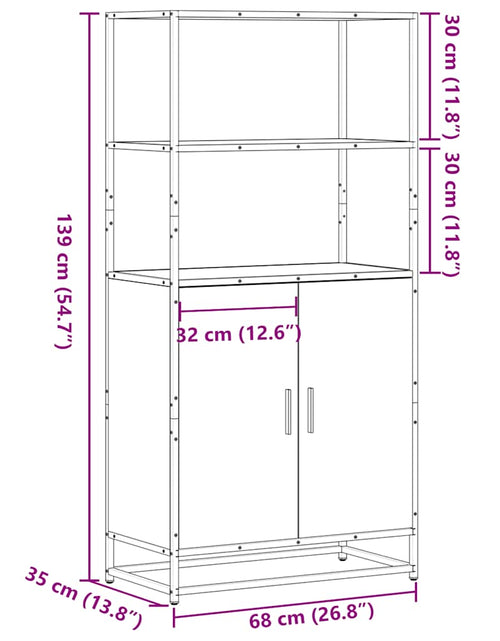 Încărcați imaginea în vizualizatorul Galerie, Dulapuru Stejar Sonoma 68x35x139 cm lemn și metal prelucrat
