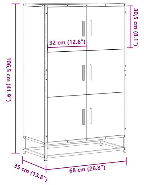 Încărcați imaginea în vizualizatorul Galerie, Dulapuru stejar afumat 68x35x106,5 cm lemn și metal prelucrat
