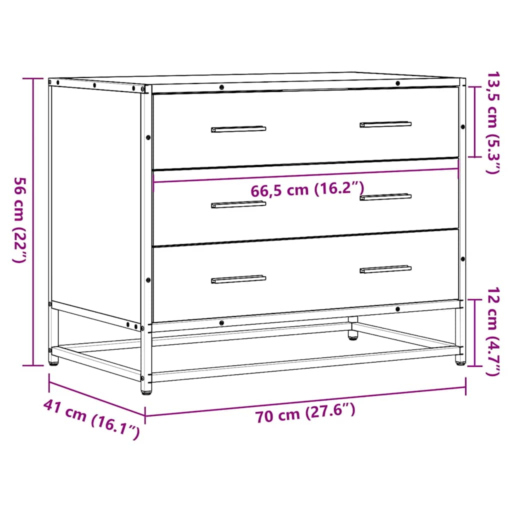 Dulap cu sertare, stejar sonoma, 70x41x56 cm, lemn compozit