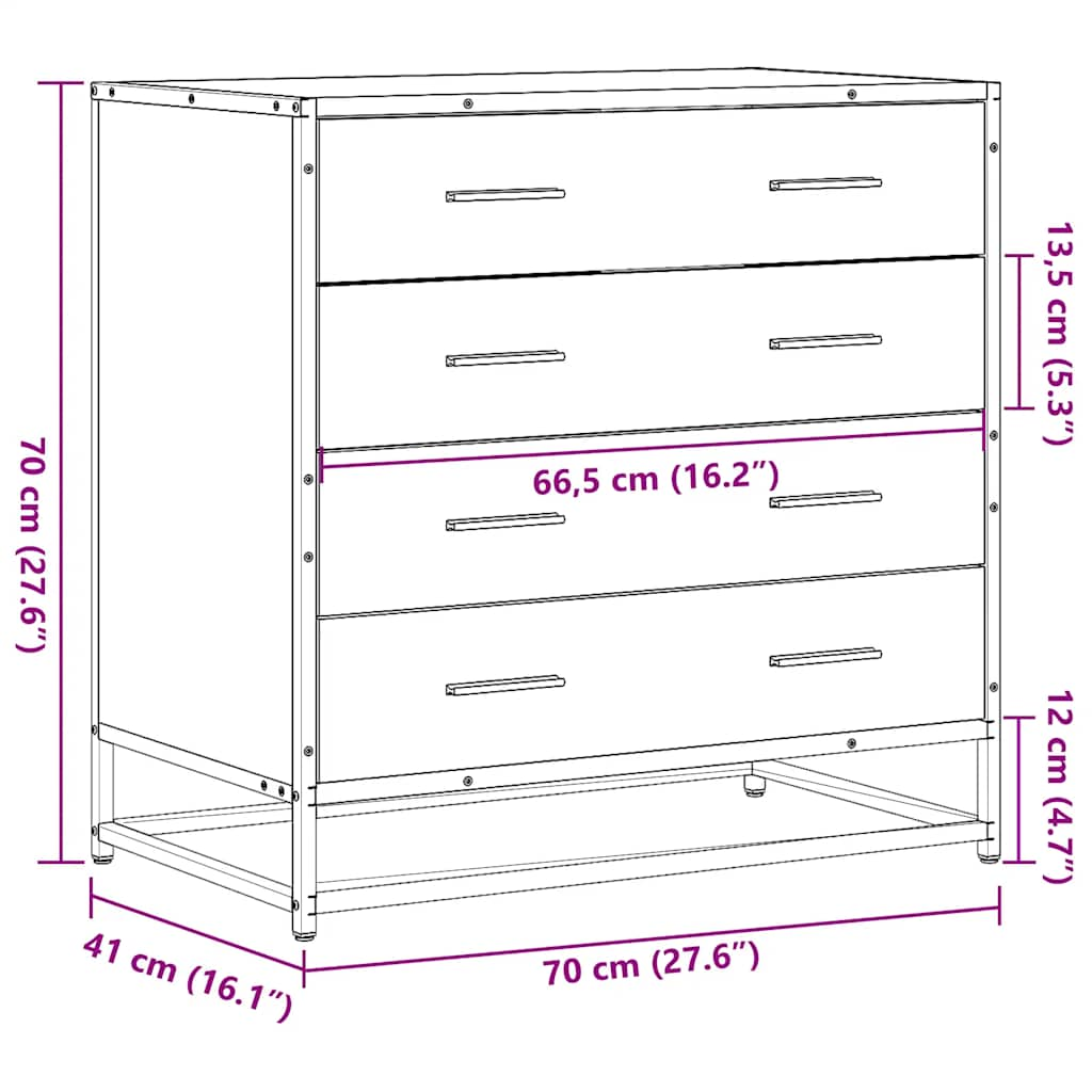 Dulap cu sertar, gri sonoma, 70x41x70 cm, lemn prelucrat