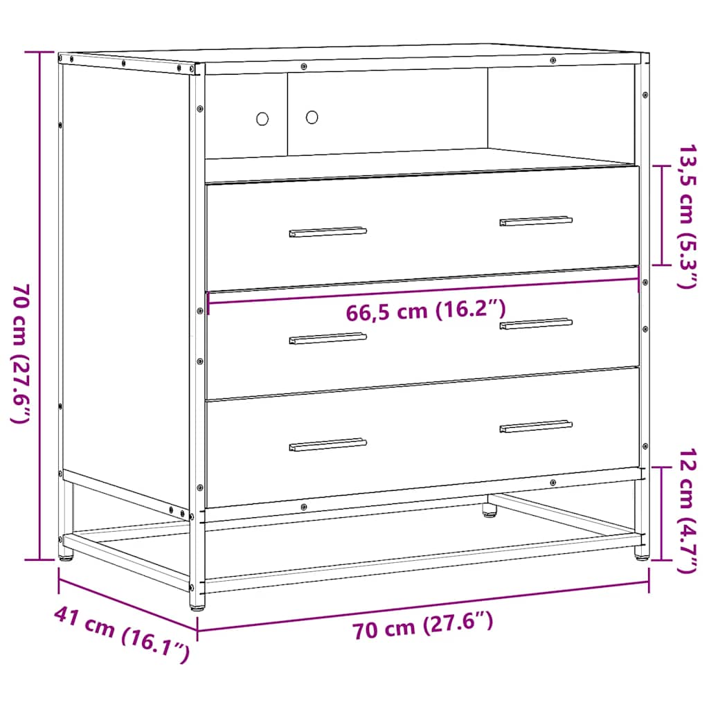 Dulap cu sertar, stejar maro, 70x41x70 cm, lemn prelucrat