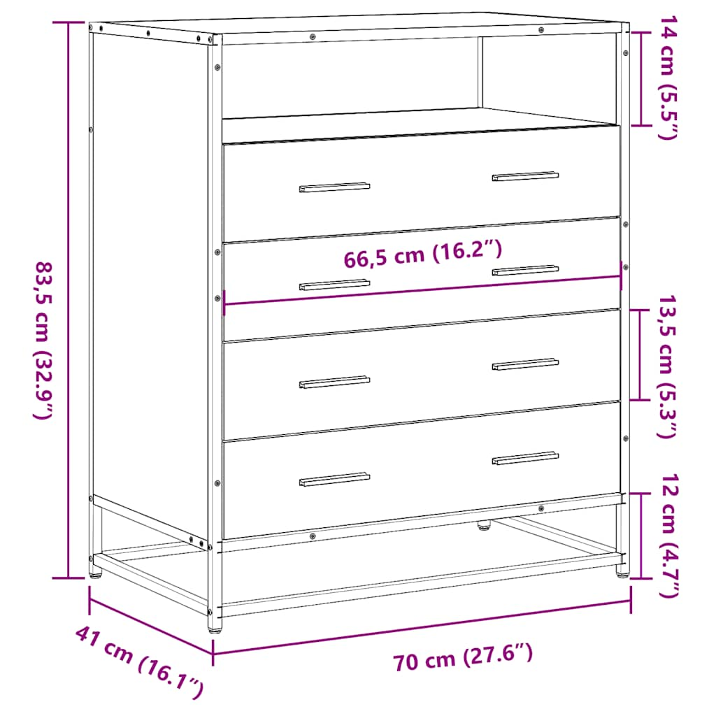 Dulap cu sertare, stejar sonoma, 70x41x70 cm, lemn compozit