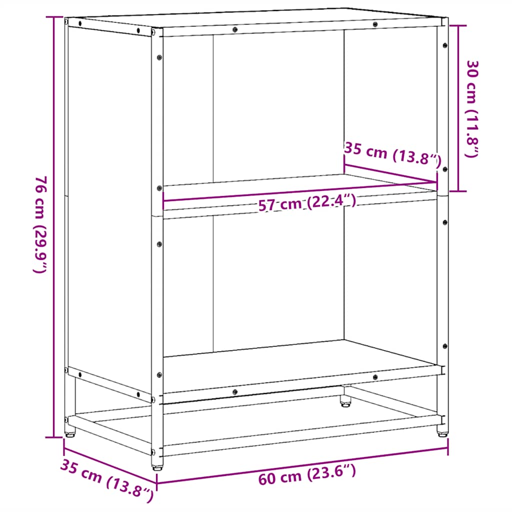 Dulap cu cărți negru 60x35x76 cm lemn prelucrat