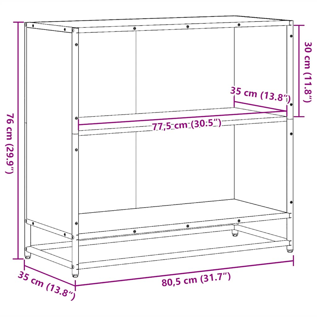 Bibliotecă, stejar maro, 80x35x76 cm, lemn prelucrat