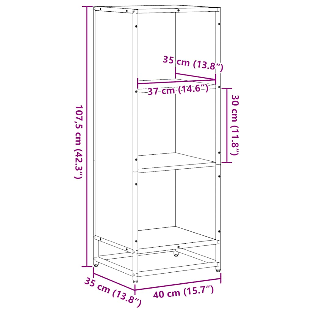 Bibliotecă, stejar fumuriu, 40x35x107,5 cm, lemn prelucrat