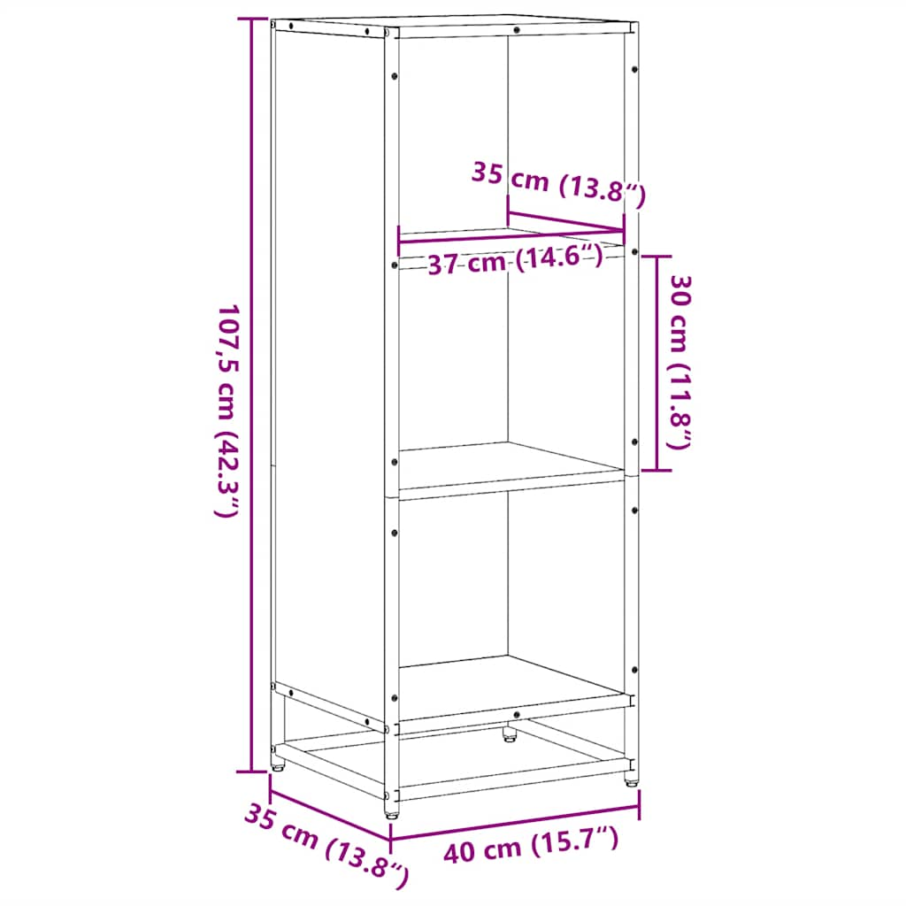 Bibliotecă, gri sonoma, 40x35x107,5 cm, lemn prelucrat