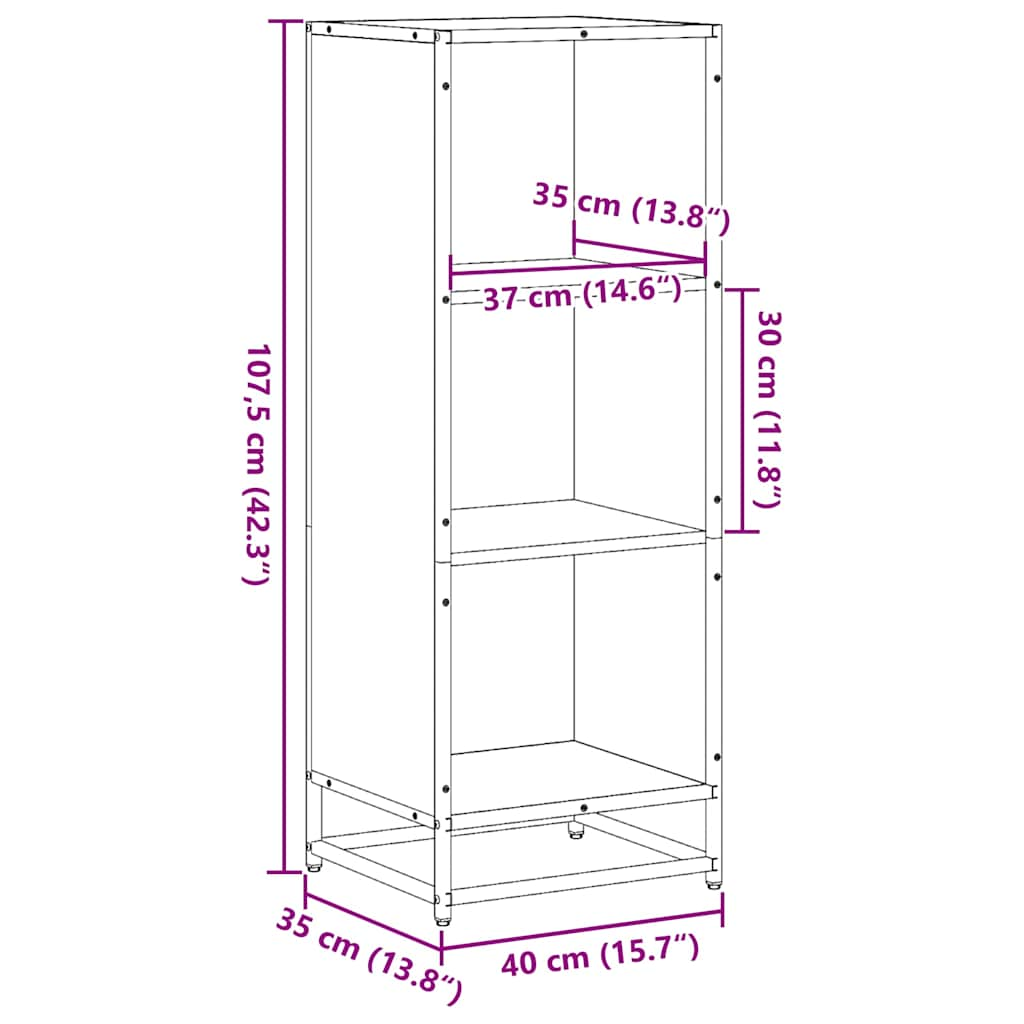 Bibliotecă, stejar maro, 40x35x107,5 cm, lemn prelucrat