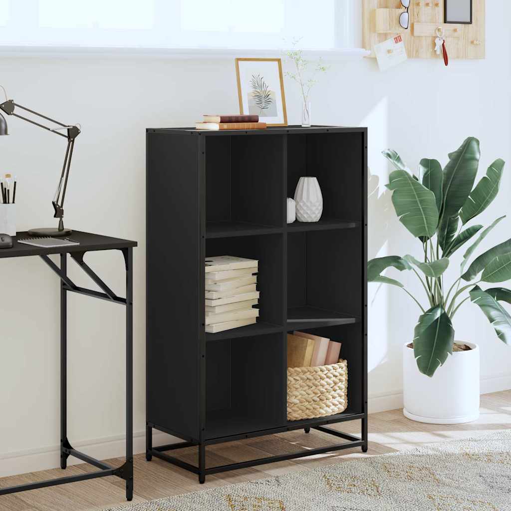 Bibliotecă, negru, 65,5x33x107,5 cm, lemn prelucrat