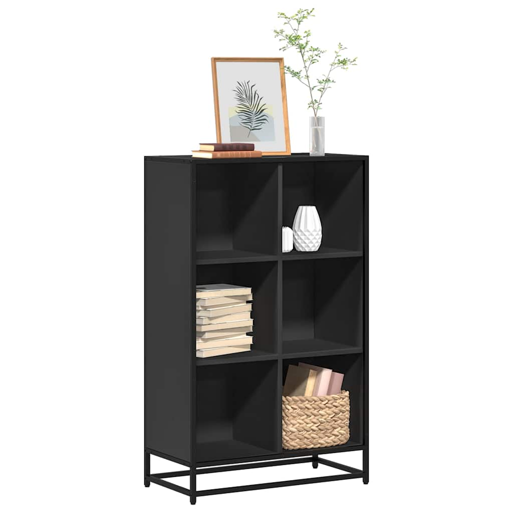 Bibliotecă, negru, 65,5x33x107,5 cm, lemn prelucrat