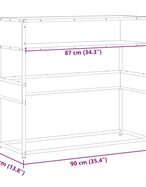 Încărcați imaginea în vizualizatorul Galerie, Măsuță consolă, stejar maro, 90x35x80 cm, lemn prelucrat
