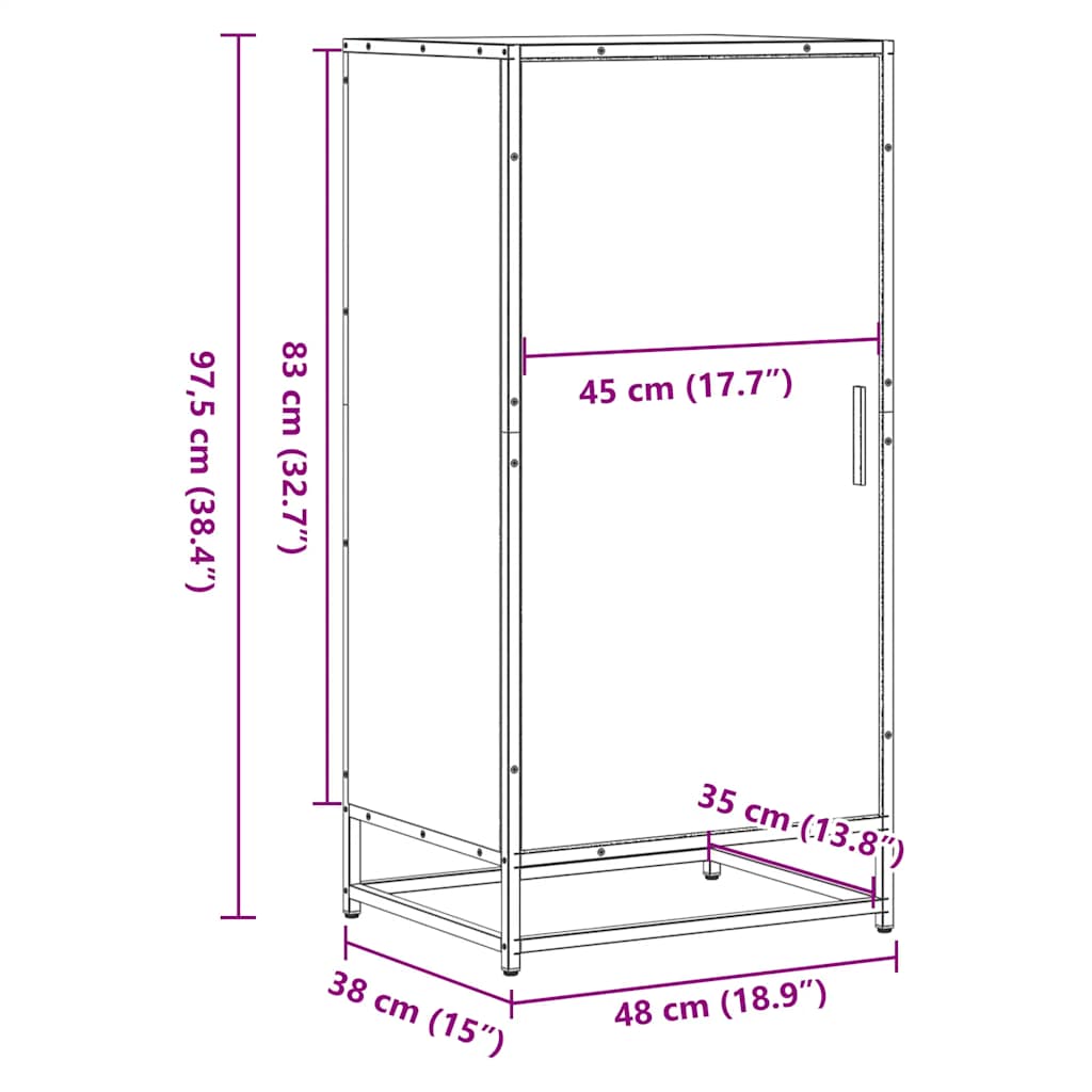 Suport pantofi Stejar afumat 48x38x97,5 cm Lemn prelucrat