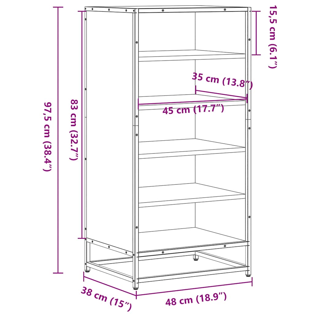 Suport pentru pantofi negru 48x38x97,5 cm Lemn prelucrat