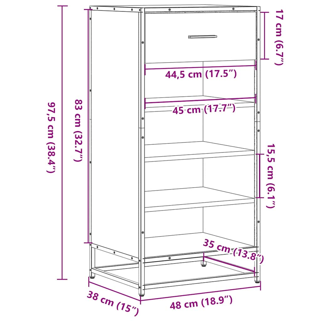 Suport pentru pantofi negru 48x38x97,5 cm Lemn prelucrat