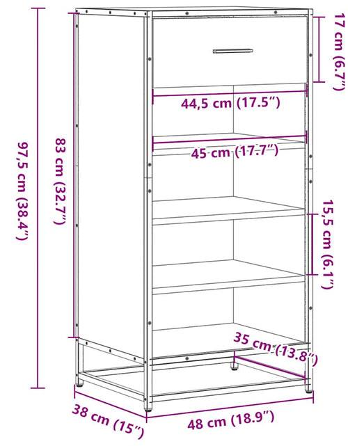 Încărcați imaginea în vizualizatorul Galerie, Suport pantofi Stejar afumat 48x38x97,5 cm Lemn prelucrat
