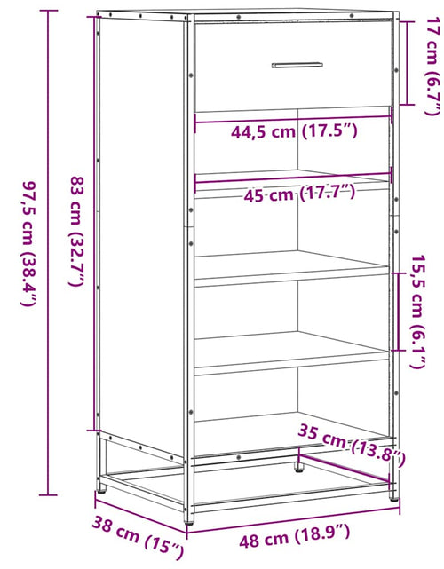 Încărcați imaginea în vizualizatorul Galerie, Suport pantofi Gri Sonoma 48x38x97,5 cm Lemn prelucrat
