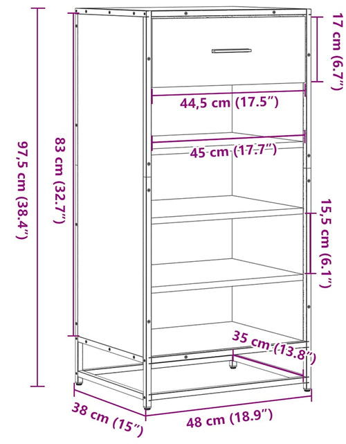 Încărcați imaginea în vizualizatorul Galerie, Suport pantofi Stejar maro 48x38x97,5 cm Lemn prelucrat
