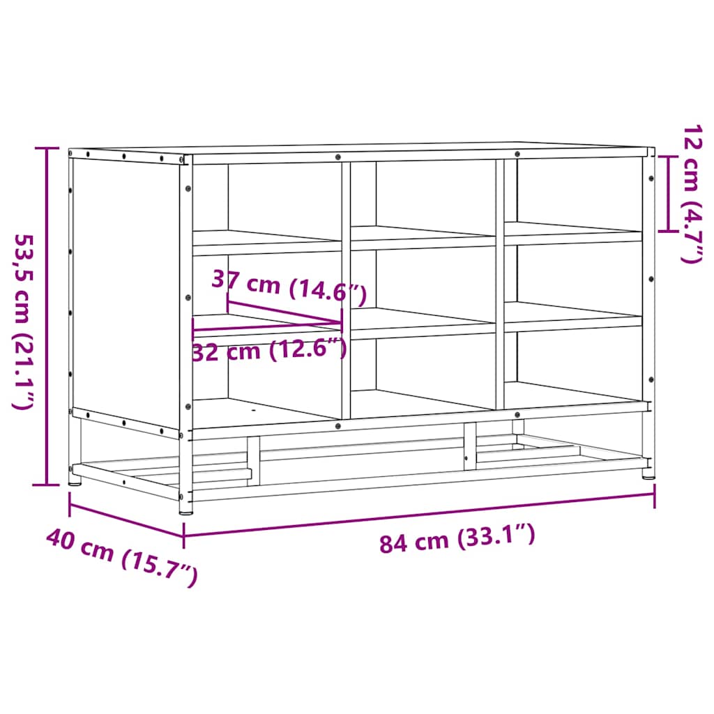 Bancă de pantofi neagră 84x40x53,5 cm lemn și metal prelucrat