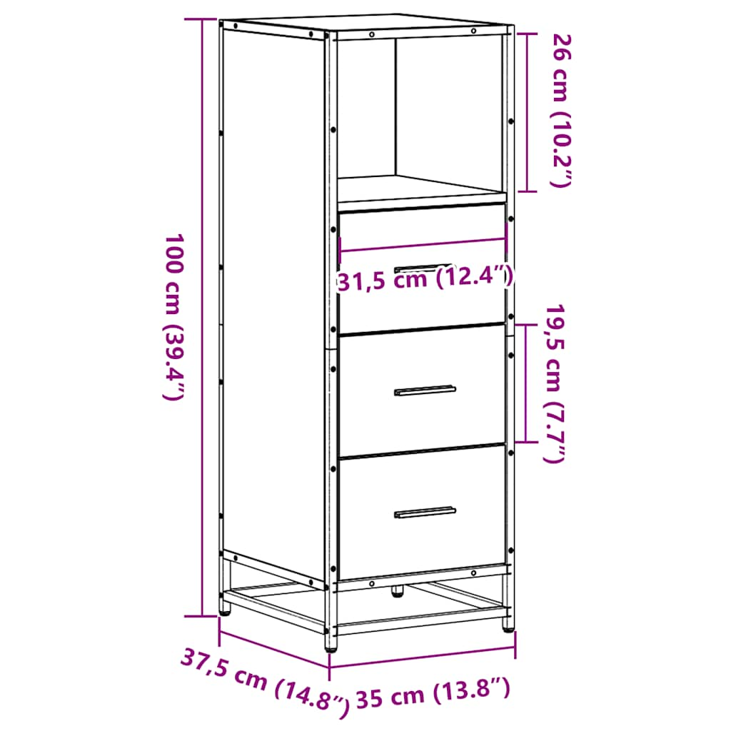 Dulap de baie stejar Sonoma 35x37,5x100 cm lemn prelucrat