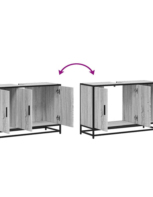 Загрузите изображение в средство просмотра галереи, Dulap pentru chiuvetă de baie gri Sonoma 90x33x60 cm lemn
