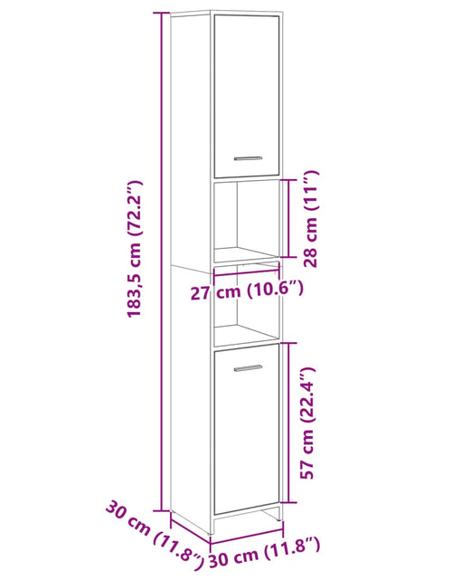 Încărcați imaginea în vizualizatorul Galerie, Dulap de baie, stejar sonoma, 30x30x183,5 cm, PAL
