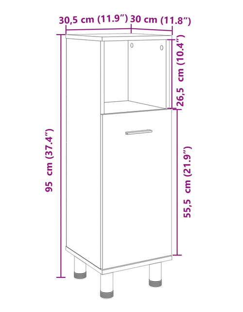 Încărcați imaginea în vizualizatorul Galerie, Dulap de baie, stejar sonoma, 30,5x30x95 cm, lemn prelucrat
