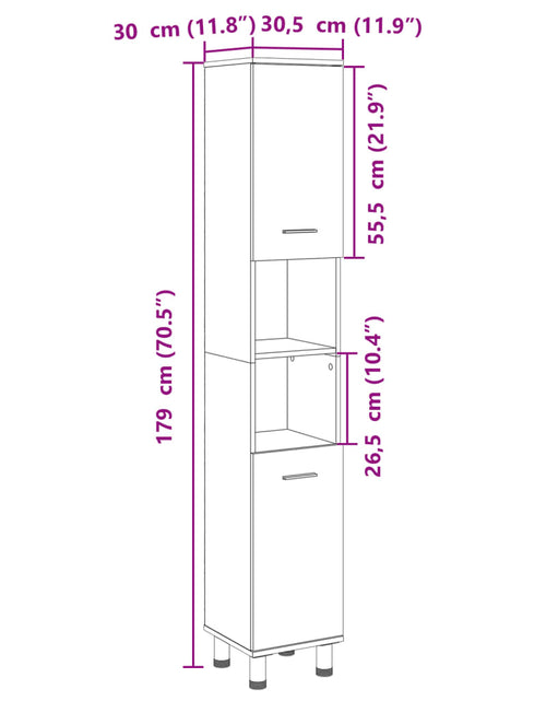 Încărcați imaginea în vizualizatorul Galerie, Dulap de baie, stejar sonoma, 30,5x30x179 cm, lemn prelucrat
