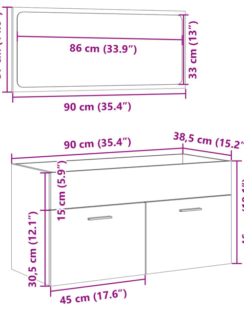 Încărcați imaginea în vizualizatorul Galerie, Set mobilier de baie, 2 piese, stejar sonoma, lemn prelucrat
