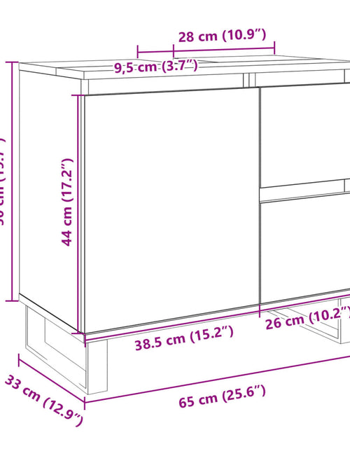 Încărcați imaginea în vizualizatorul Galerie, Dulap de baie, stejar sonoma, 65x33x60 cm, lemn prelucrat
