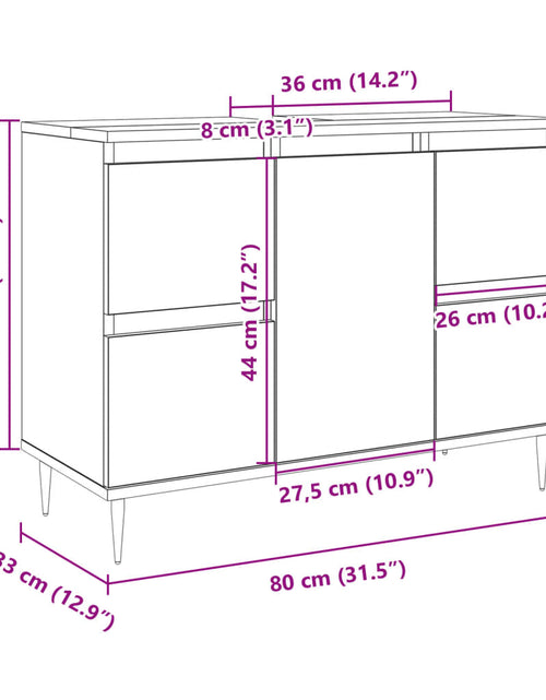Încărcați imaginea în vizualizatorul Galerie, Dulap pentru baie, stejar sonoma, 80x33x60 cm, lemn compozit
