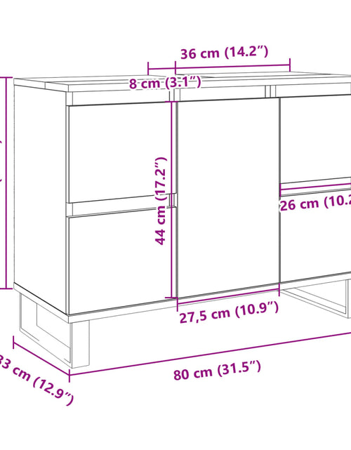 Încărcați imaginea în vizualizatorul Galerie, Dulap pentru baie, stejar sonoma, 80x33x60 cm, lemn compozit
