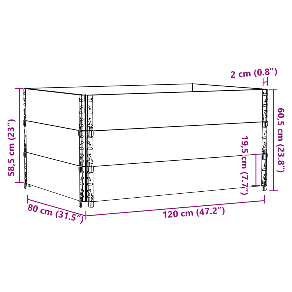 Rame pentru paleți 3 buc. Gri 120x80 cm lemn masiv de pin