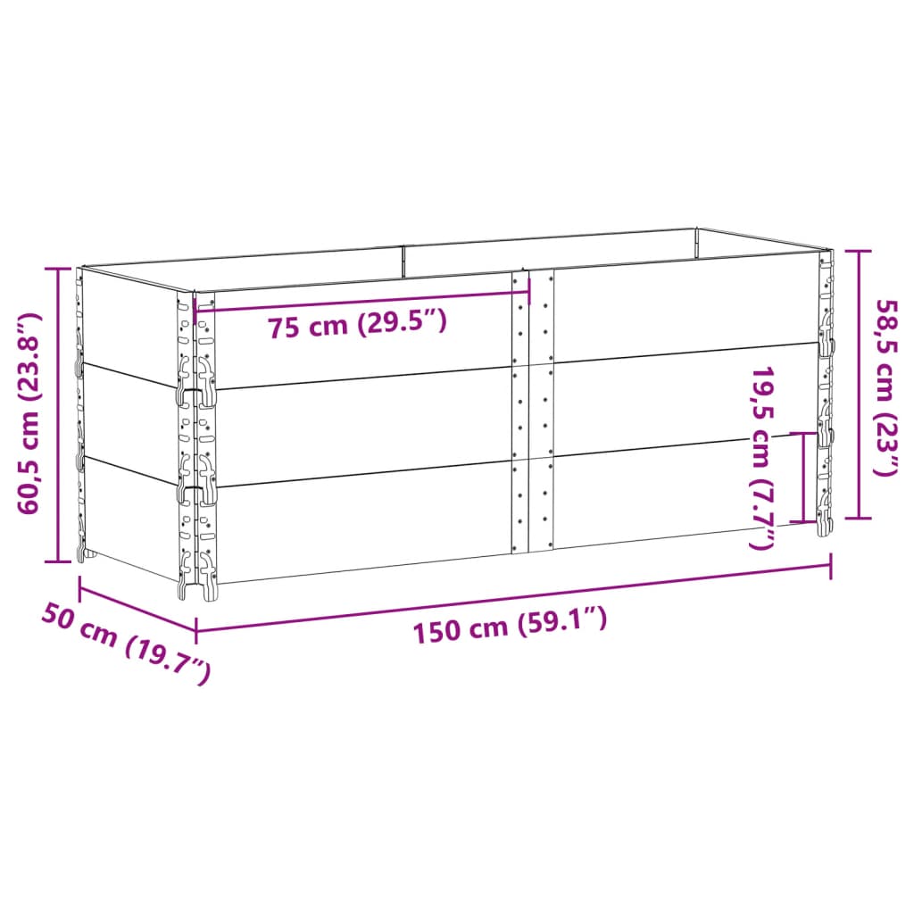 Rame pentru paleți 3 buc. gri 150x50 cm lemn masiv de pin