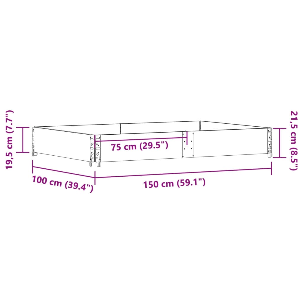 Jardinieră de grădină, gri, 150x100 cm, lemn masiv pin