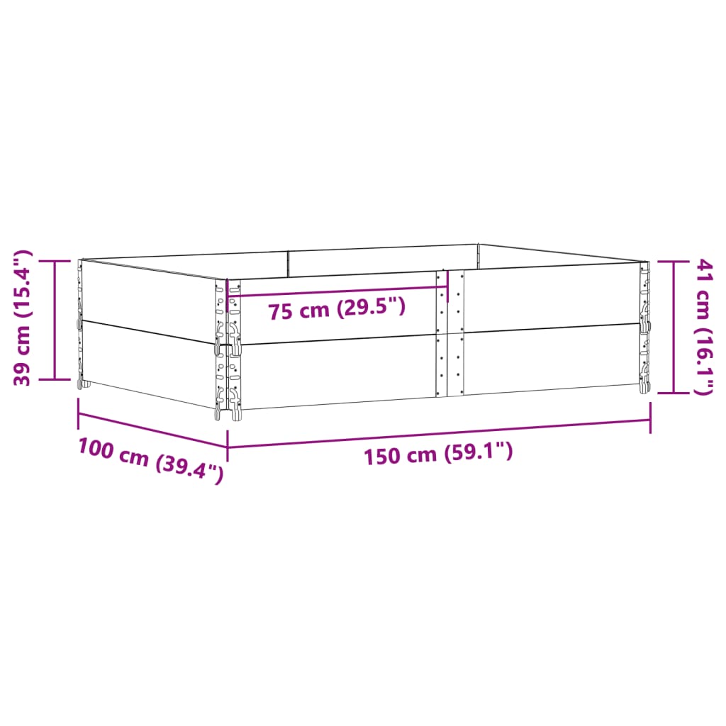 Jardinieră de grădină, gri, 150x100 cm, lemn masiv pin