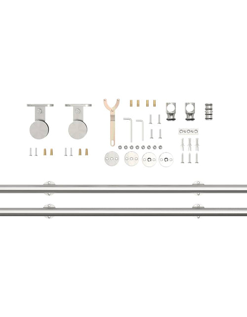 Încărcați imaginea în vizualizatorul Galerie, Set piese pentru ușă glisantă, argintiu, 200 cm oțel inoxidabil
